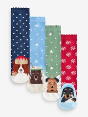 Nativity Dogs Christmas Pattern Ankle Socks 4 Pack - Image 1 of 5