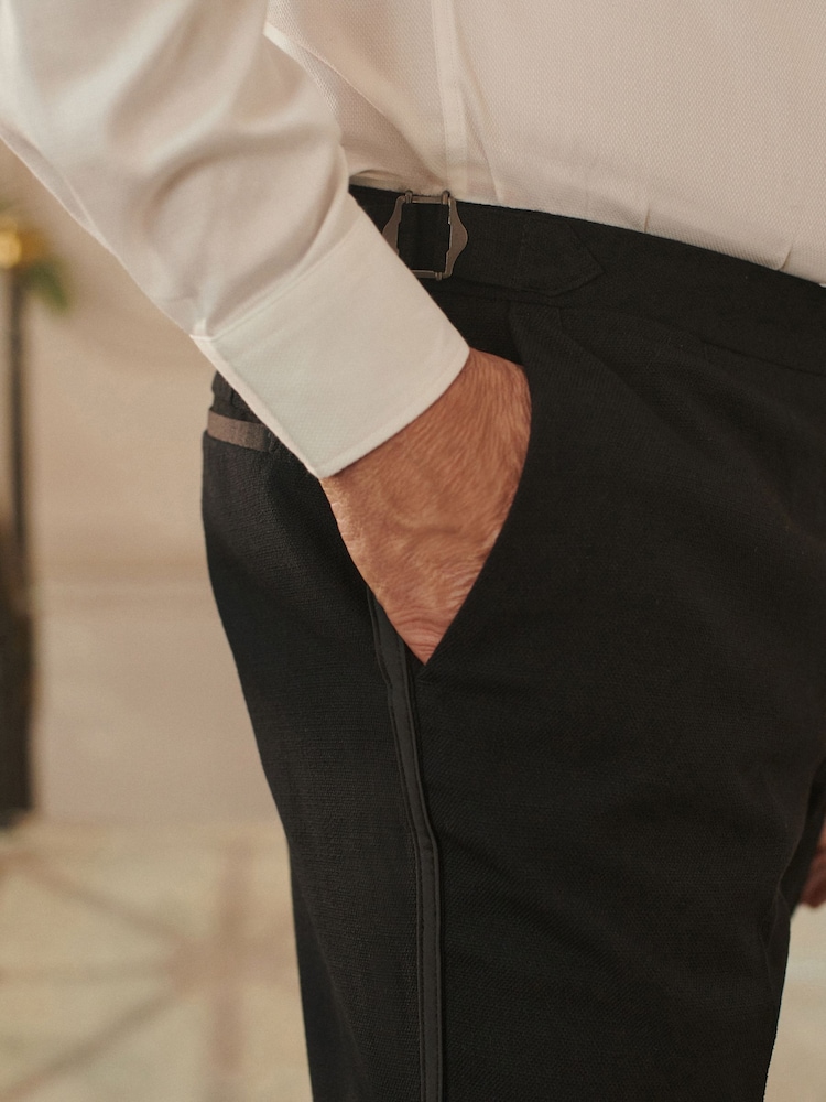 Noir - Slim Fit (Slim Fit) - Pantalon de smoking ajustable avec laine - Image 3 of 10