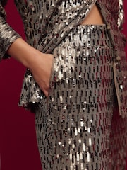 Gold Wide Leg Sequin Trousers - Image 4 of 4