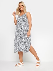 Yours Curve Blue Shirred Strappy Throw On Beach Dress - Image 2 of 5