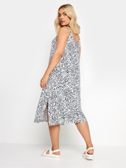 Yours Curve Blue Shirred Strappy Throw On Beach Dress - Image 3 of 5