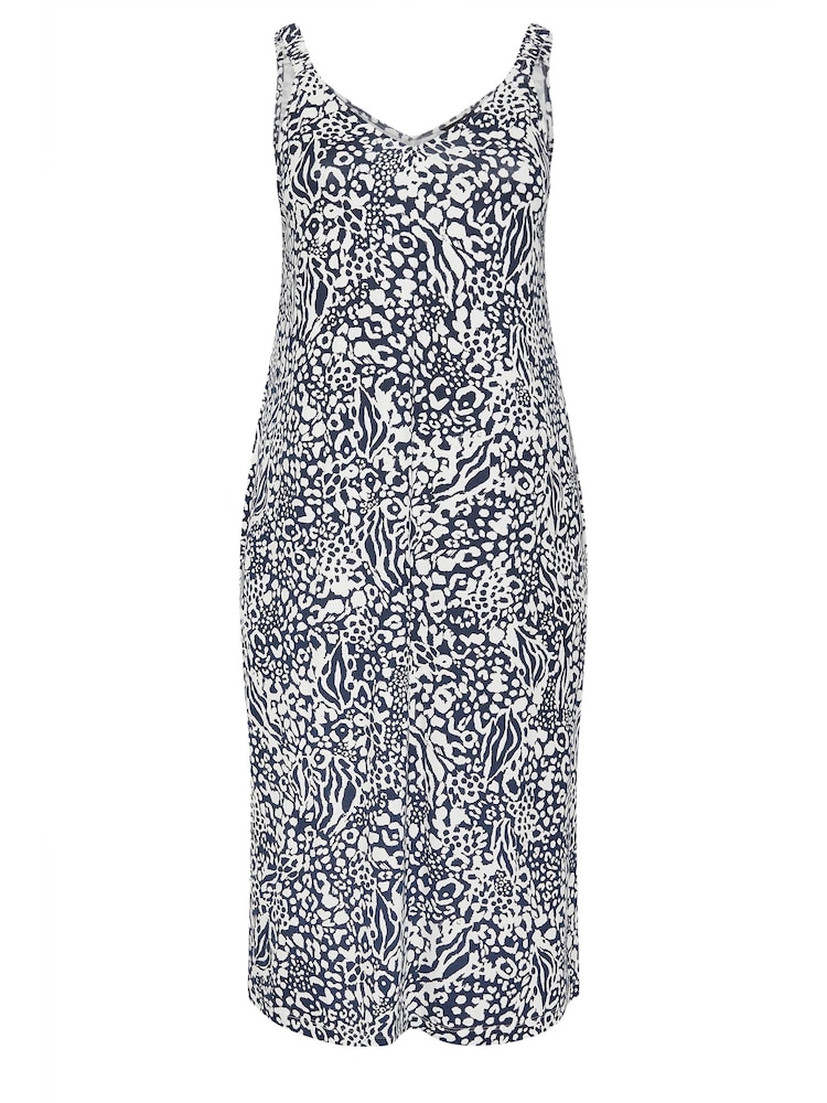 Yours Curve Blue Shirred Strappy Throw On Beach Dress - Image 5 of 5