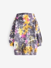 Black Pink Tie Dye Printed Longline Hoodie (3-16yrs) - Image 6 of 9