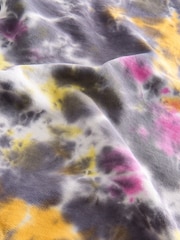 Black Pink Tie Dye Printed Longline Hoodie (3-16yrs) - Image 8 of 9
