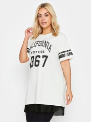 Yours Curve White 'California'  Print Varsity Top - Image 1 of 5