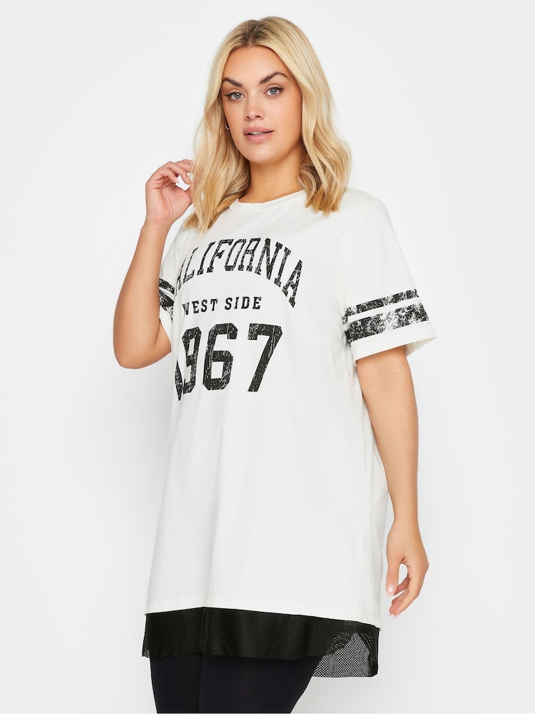 Yours Curve White 'California' Print Varsity Top - Image 1 of 5 Yours Curve White 'California' Print Varsity Top - Image 1 of 5