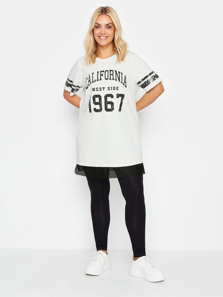 Yours Curve White 'California'  Print Varsity Top - Image 2 of 5