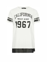 Yours Curve White 'California'  Print Varsity Top - Image 5 of 5