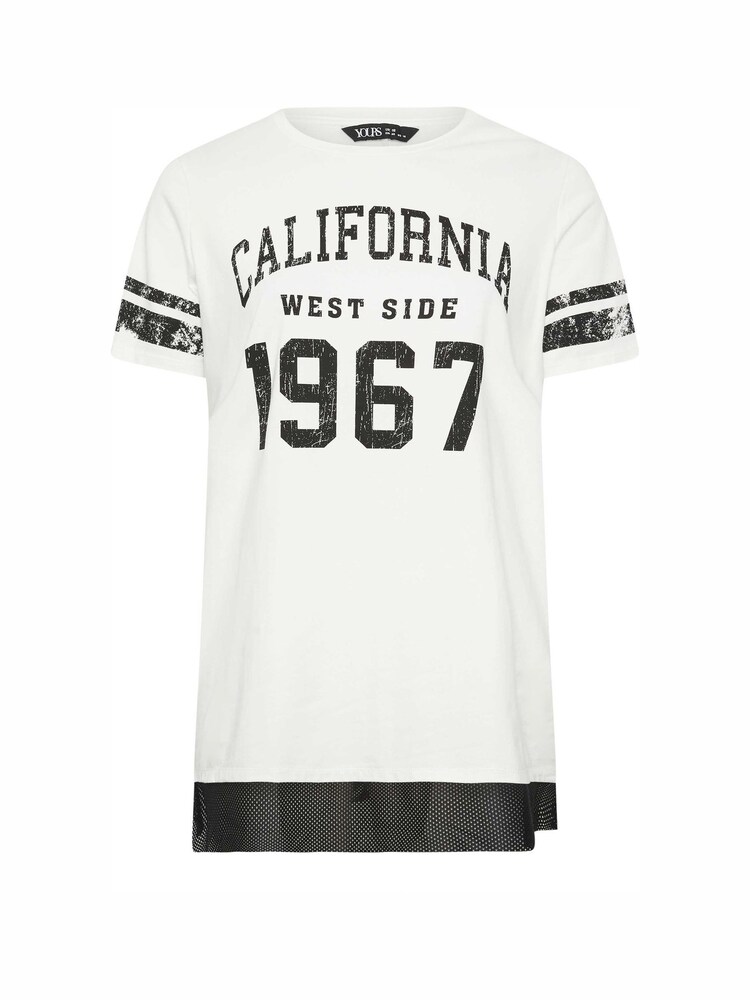 Yours Curve White 'California' Print Varsity Top - Image 5 of 5 Yours Curve White 'California' Print Varsity Top - Image 5 of 5