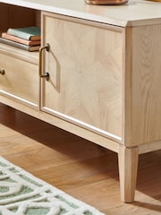 Nina Campbell Light Oak Wide Tedworth Up to 60 Inch TV Unit - Image 2 of 7