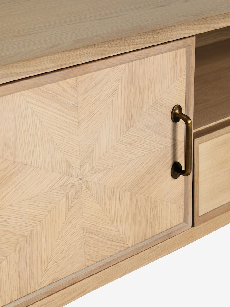Nina Campbell Light Oak Wide Tedworth Up to 60 Inch TV Unit - Image 7 of 7