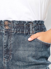 Yours Curve Blue Elasticated Mom Jeans - Image 3 of 4