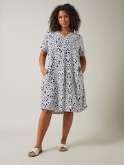 Evans Blue Notch Neck Dress With Pockets - Image 1 of 6