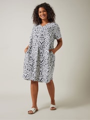 Evans Blue Notch Neck Dress With Pockets - Image 2 of 6
