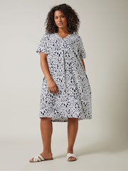 Evans Blue Notch Neck Dress With Pockets - Image 3 of 6