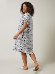Evans Blue Notch Neck Dress With Pockets - Image 4 of 6