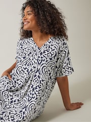 Evans Blue Notch Neck Dress With Pockets - Image 5 of 6