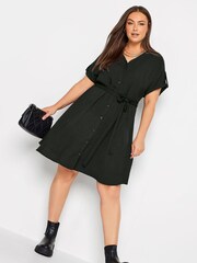 Yours Curve Black Utility Shirt Dress - Image 1 of 4