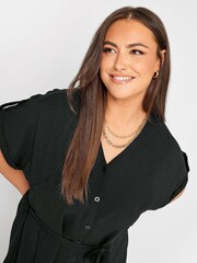 Yours Curve Black Utility Shirt Dress - Image 3 of 4