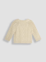JoJo Maman Bébé Cream Cable Knit Jumper & Trouser Baby Set - Image 2 of 4