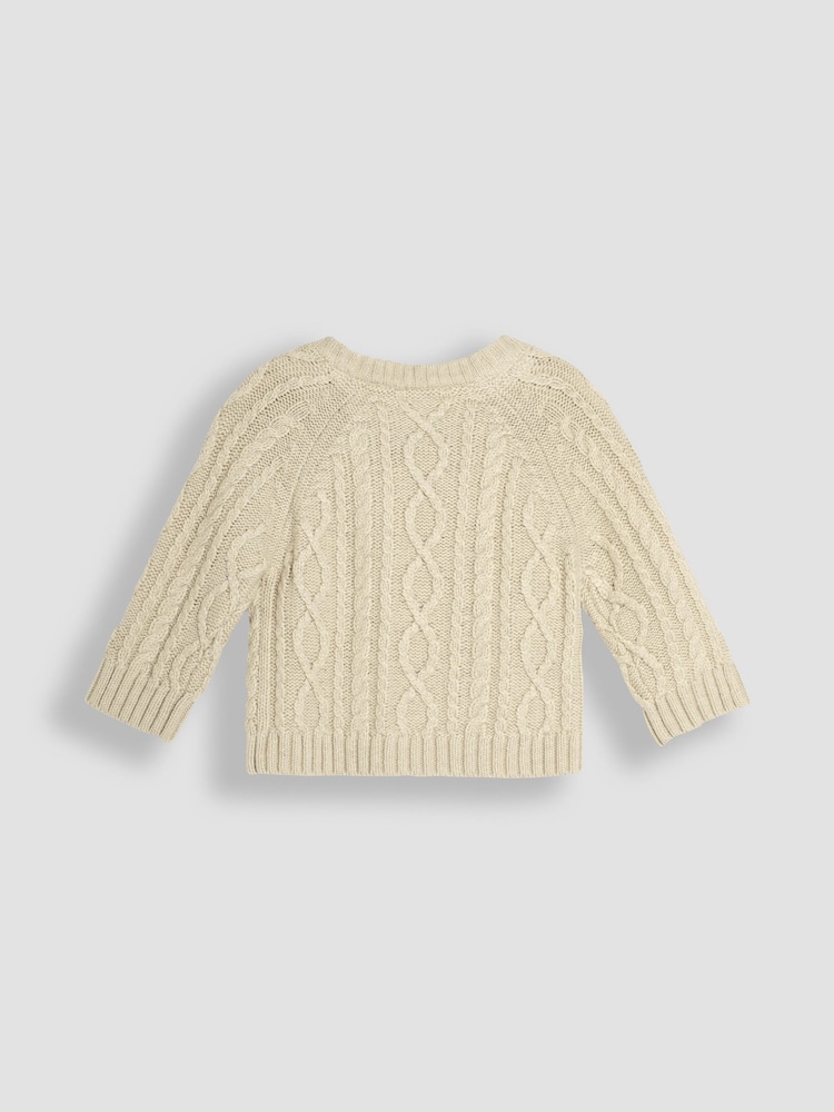 JoJo Maman Bébé Cream Cable Knit Jumper & Trouser Baby Set - Image 2 of 4