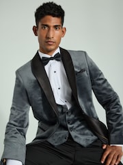 Charcoal Grey Velvet Waistcoat - Image 3 of 9