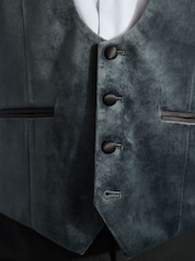 Charcoal Grey Velvet Waistcoat - Image 5 of 9