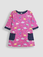 JoJo Maman Bébé Fuchsia Pink Dino A-Line Dress - Image 1 of 4