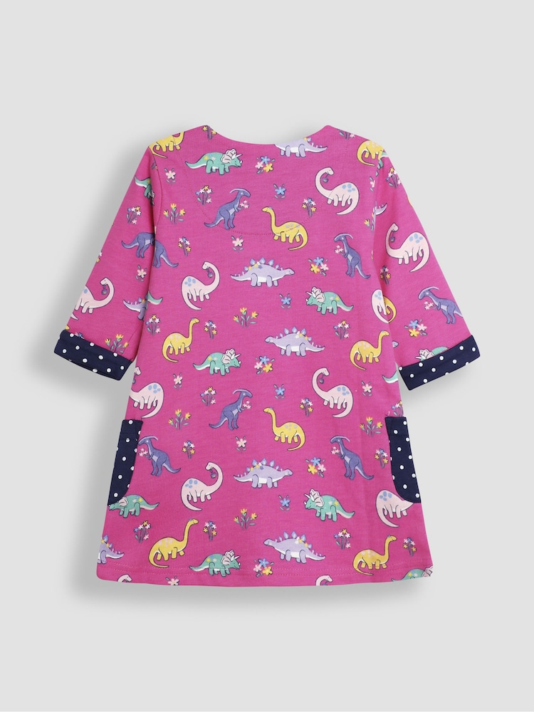 JoJo Maman Bébé Fuchsia Pink Dino A-Line Dress - Image 2 of 4