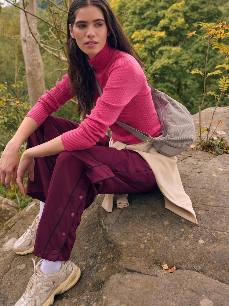 Pink Bright High Roll Neck Rib Knitted Jumper with Wool - Image 2 of 5