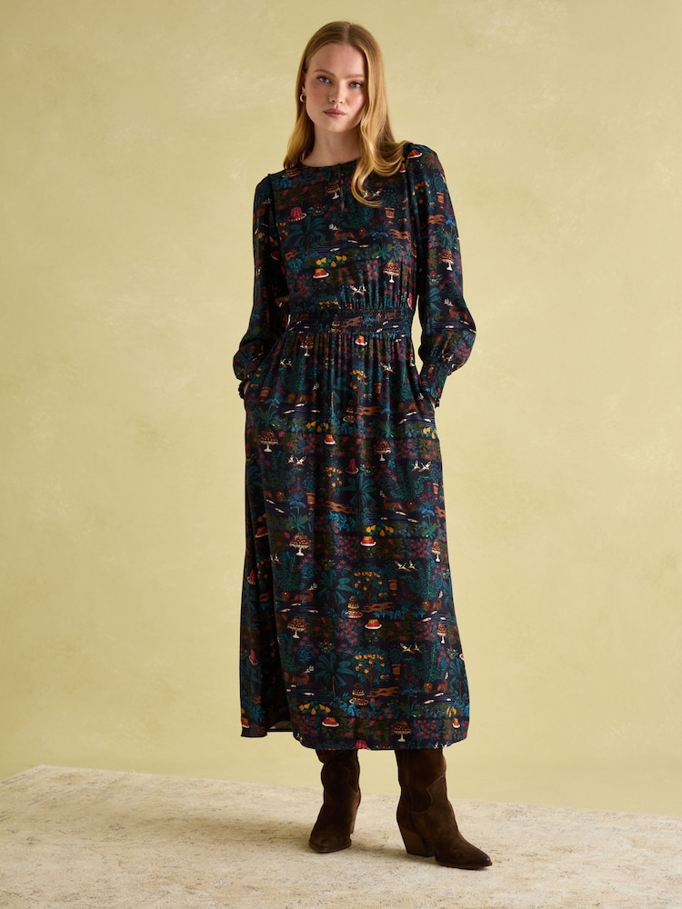 Joules Georgina Navy Elasticated Waist Maxi Dress - Image 1 of 7 Joules Georgina Navy Elasticated Waist Maxi Dress - Image 1 of 7