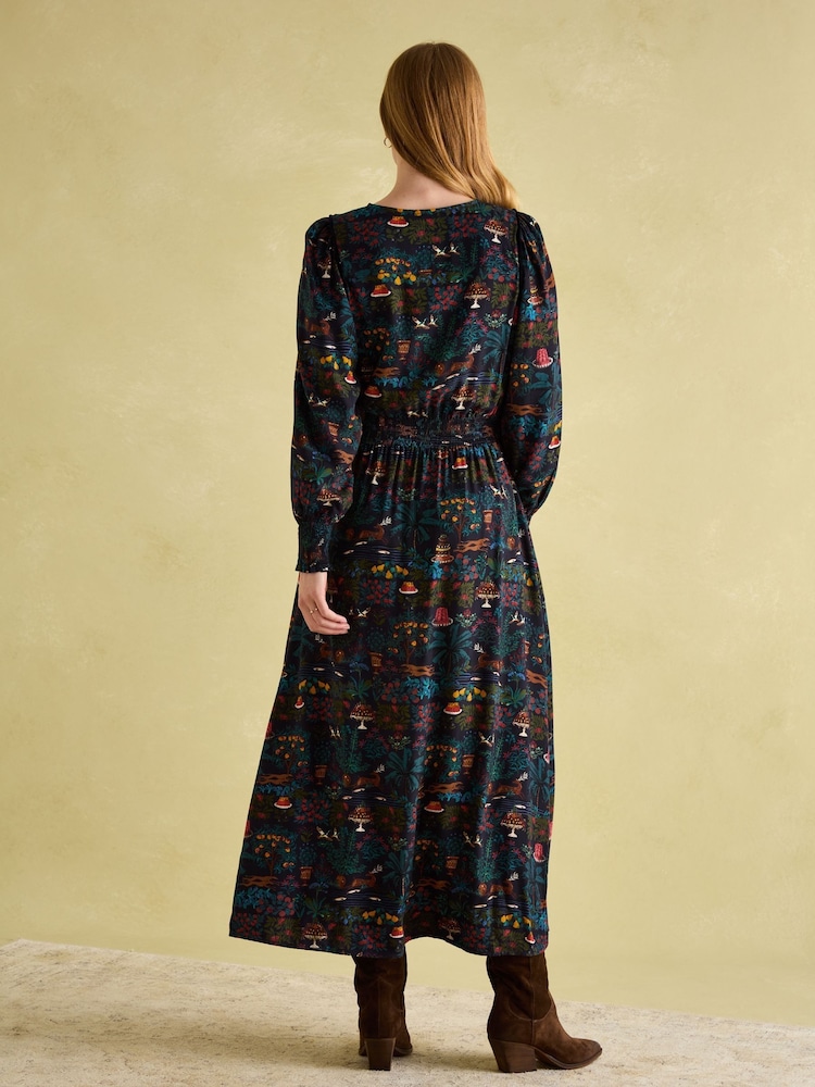 Joules Georgina Navy Elasticated Waist Maxi Dress - Image 2 of 7 Joules Georgina Navy Elasticated Waist Maxi Dress - Image 2 of 7