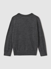 Reiss Grey Earl 9-13 yrs Merino Wool V-Neck Jumper - Image 2 of 3