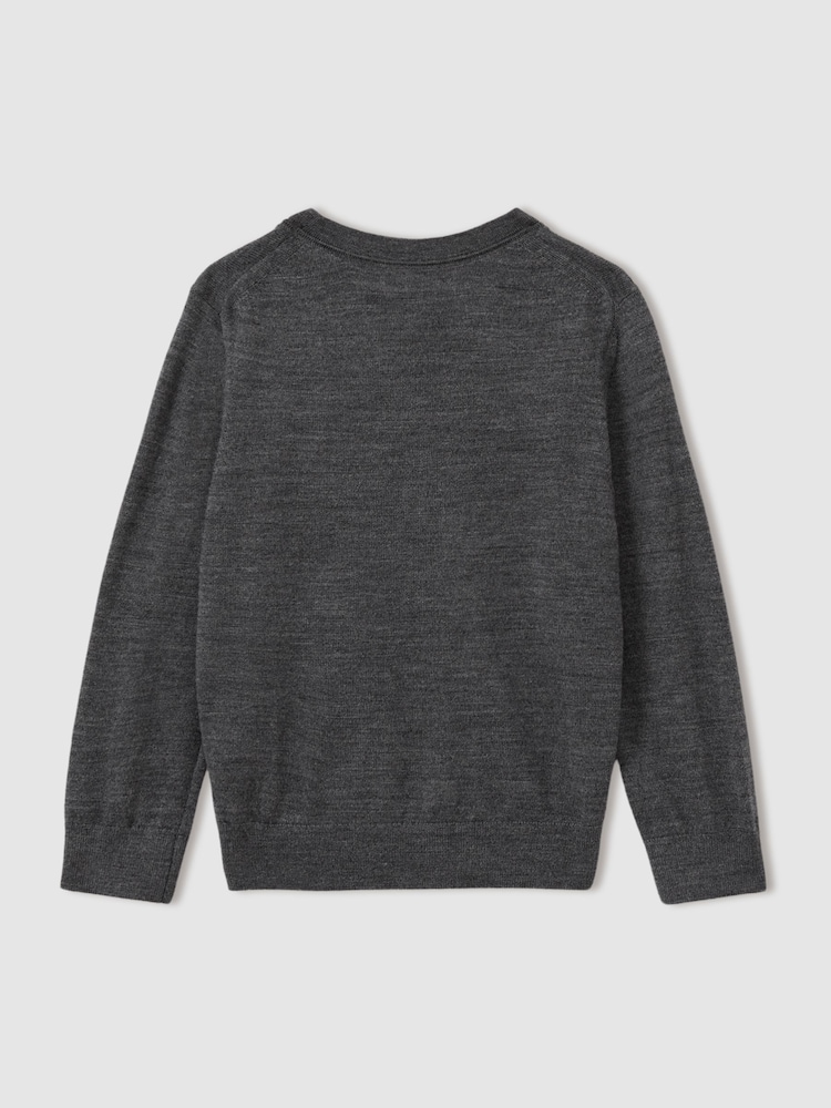 Reiss Grey Earl 9-13 yrs Merino Wool V-Neck Jumper - Image 2 of 3 Reiss Grey Earl 9-13 yrs Merino Wool V-Neck Jumper - Image 2 of 3