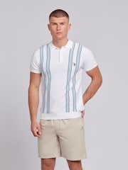 U.S. Polo Assn. White Regular Fit Mens Vertical Stripe Knit Polo Shirt - Image 1 of 7