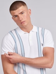 U.S. Polo Assn. White Regular Fit Mens Vertical Stripe Knit Polo Shirt - Image 2 of 7