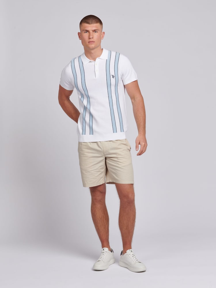 U.S. Polo Assn. White Regular Fit Mens Vertical Stripe Knit Polo Shirt - Image 3 of 7