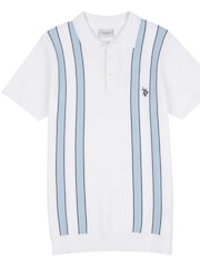 U.S. Polo Assn. White Regular Fit Mens Vertical Stripe Knit Polo Shirt - Image 5 of 7