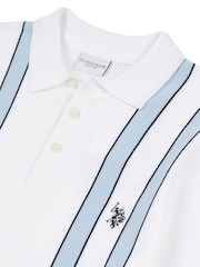 U.S. Polo Assn. White Regular Fit Mens Vertical Stripe Knit Polo Shirt - Image 7 of 7