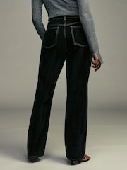 Navy Velvet Flocked Hourglass Rigid Straight Leg 100% Cotton Jeans - Image 3 of 6