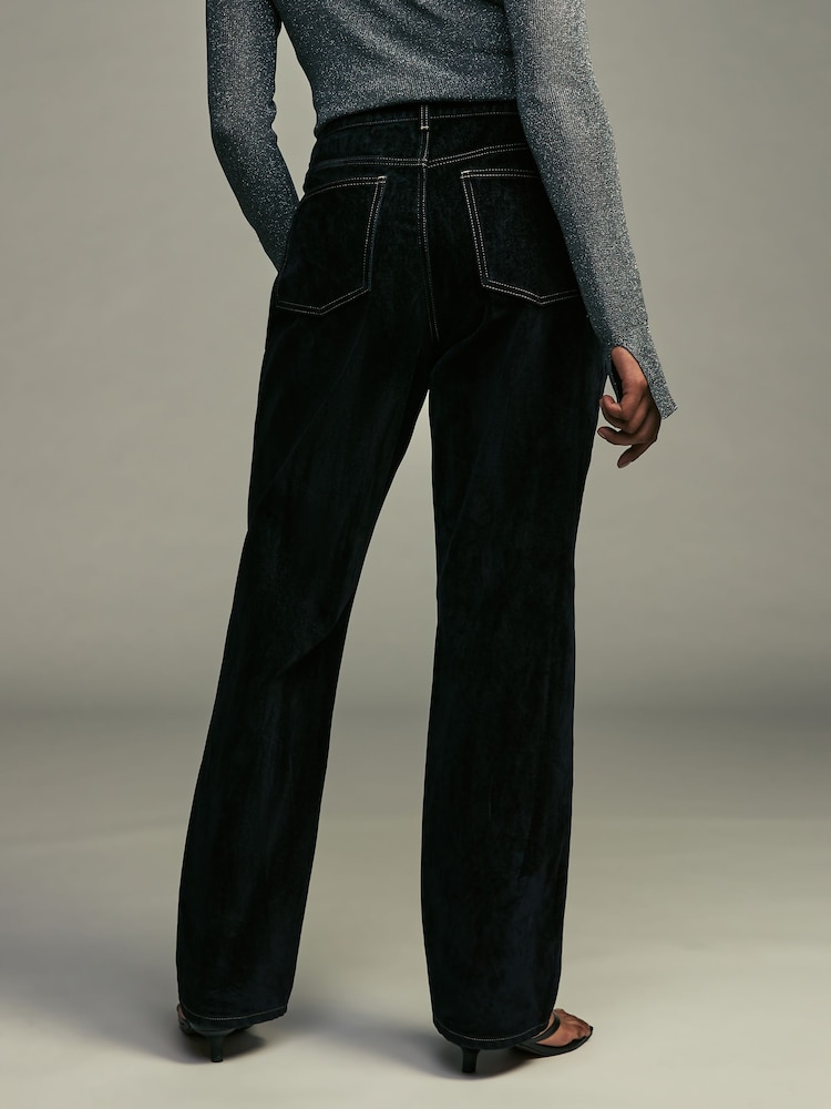 Velours floqué marine - Hourglass Rigid Coupe droite 100% Cotton Jeans - Image 3 of 6