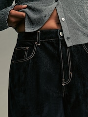 Navy Velvet Flocked Hourglass Rigid Straight Leg 100% Cotton Jeans - Image 5 of 6