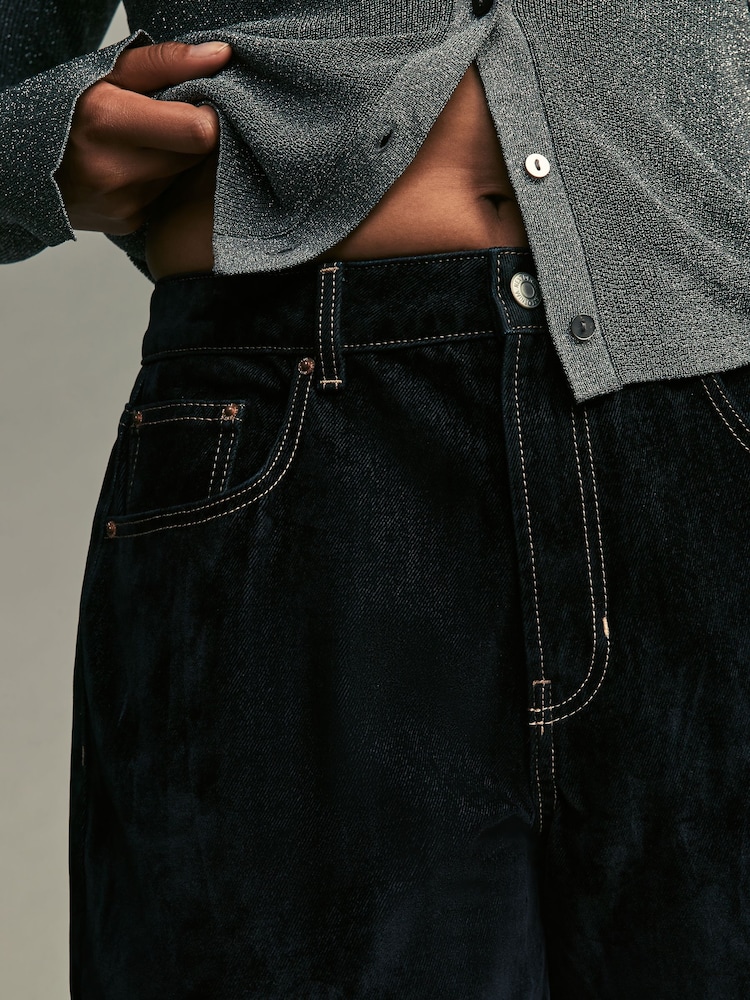 Velours floqué marine - Hourglass Rigid Coupe droite 100% Cotton Jeans - Image 5 of 6