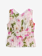 Gap Green Pleated V Neck Cinched Sleeveless Top - Image 2 of 4