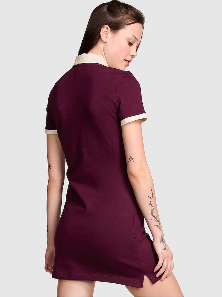 Victoria's Secret PINK Purple Rose Short Sleeve Rugby Dress - Image 2 of 3