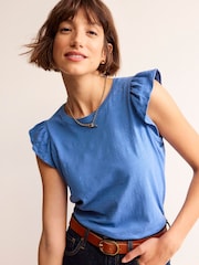Boden Blue 100% Cotton Flutter Top - Image 1 of 5