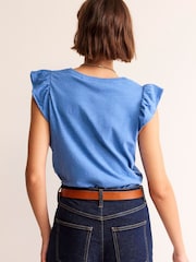 Boden Blue 100% Cotton Flutter Top - Image 2 of 5
