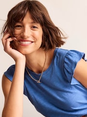Boden Blue 100% Cotton Flutter Top - Image 4 of 5