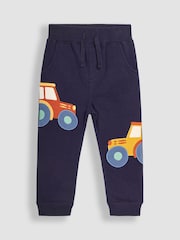 JoJo Maman Bébé Navy Blue Tractor Appliqué Pet in Pocket Joggers - Image 1 of 4