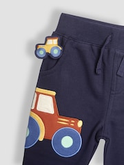 JoJo Maman Bébé Navy Blue Tractor Appliqué Pet in Pocket Joggers - Image 4 of 4